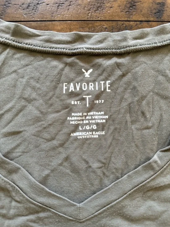 American Eagle Outfitters V-Neck Tee - Light Army Green - Picture 2 of 3